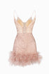 Strappy V Neck Mini Dress With Fur Detail